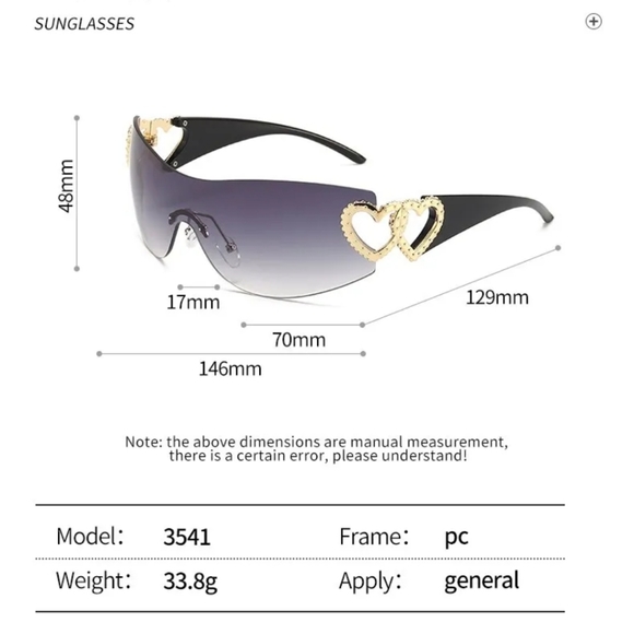 New women's sunglasses heart sides gold/gray or silver/light gray - Picture 13 of 16